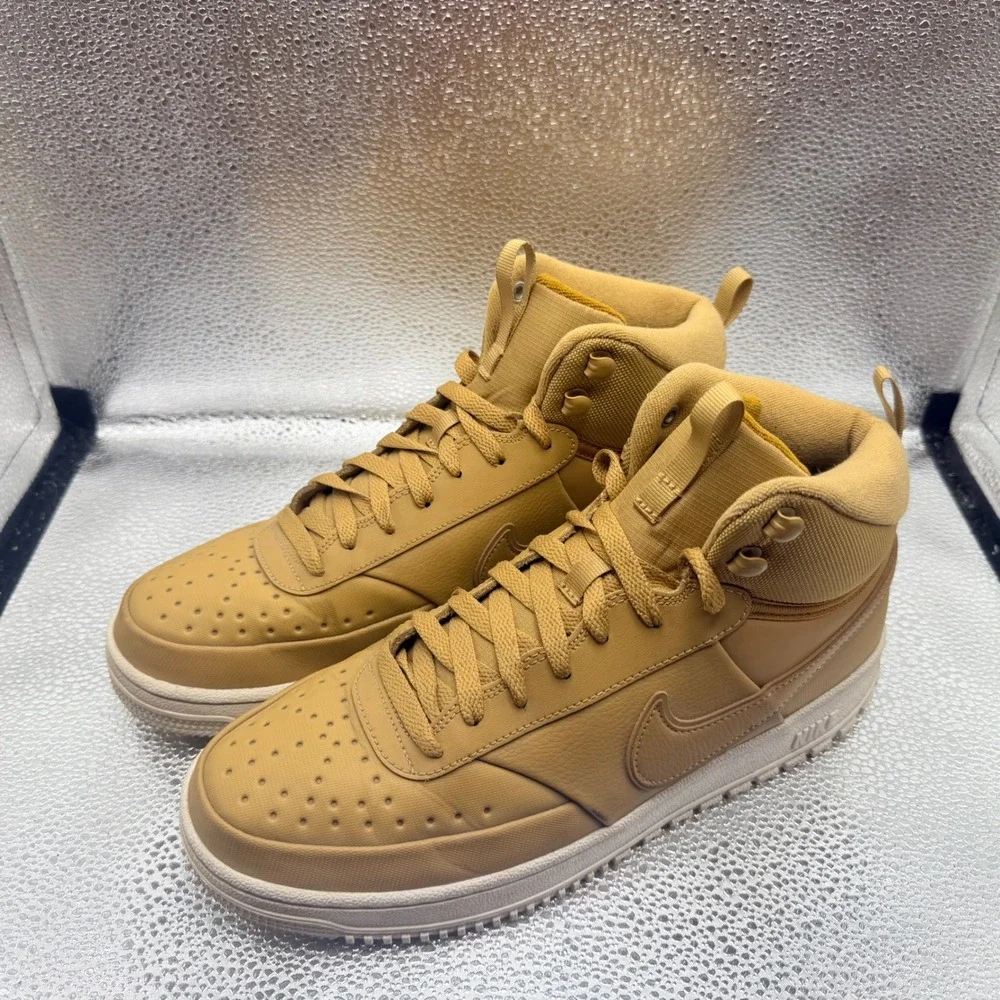 Size 9.5 Nike Court Vision Mid Winter Mens Wheat Gold Good DR7882-700 Sneakers